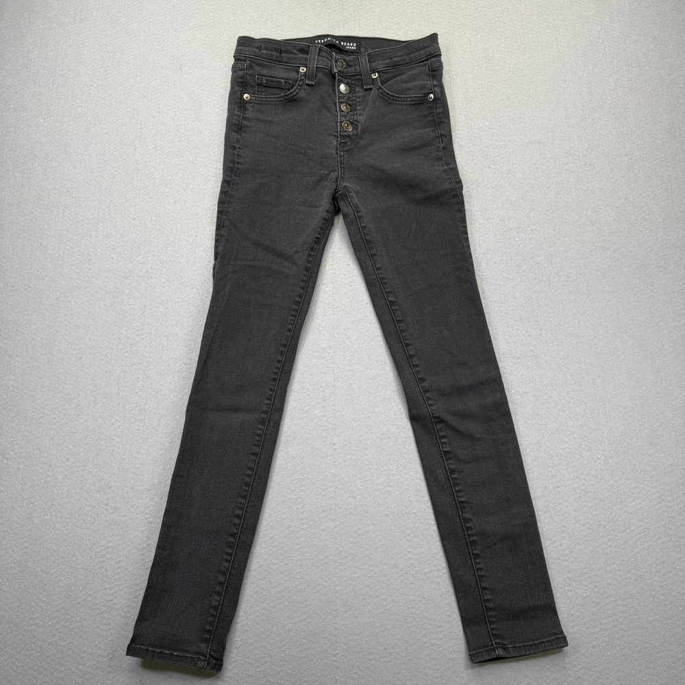 Veronica Beard Debbie 10" Skinny Jeans Charcoal Grey High Rise Button Fly 24